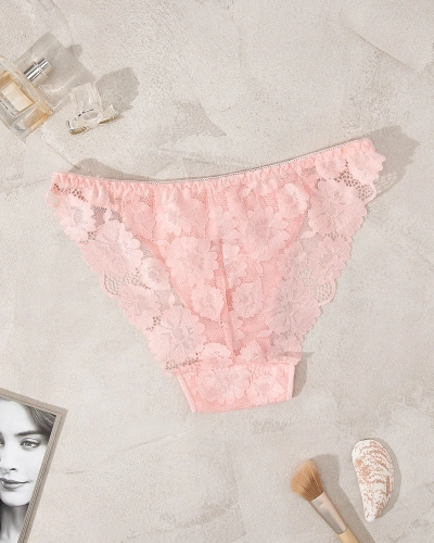 Royalfashion Ryškiai rožinės nėriniuotos kelnaitės moterims