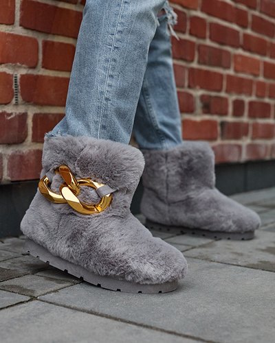 Серые женские сапоги-снежки с мехом Sattopa- Footwear
