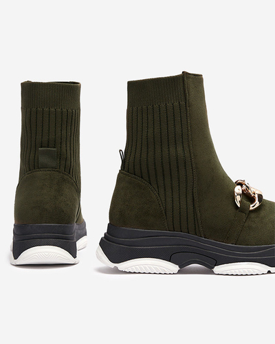 Žali moteriški apšiltinti ekovamzos batai Cuzitta- Avalynė