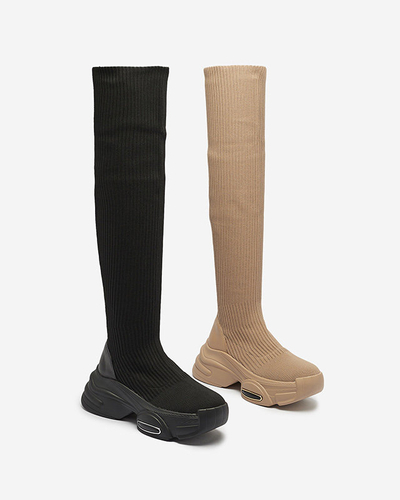 OUTLET Женские сапоги-скольжения через колено светло-коричневого цвета Georis - Обувь