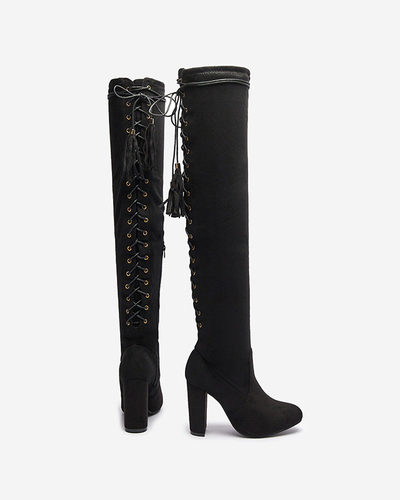 OUTLET Juodi moteriški batai virš kelio Zetot- Avalynė