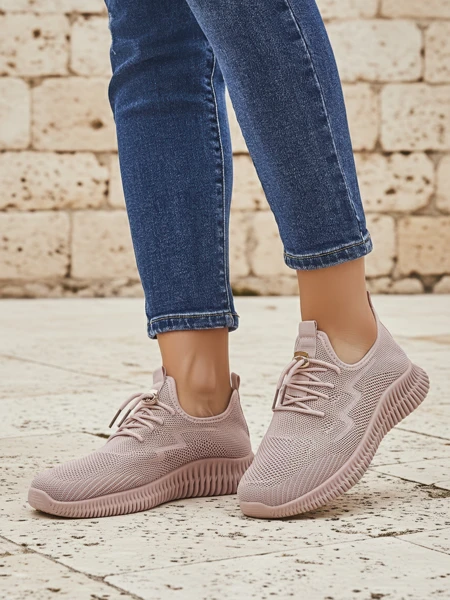 Aurelia Rosa – damskie sportowe buty Royalfashion z tkaniny, różowe, płaski obcas