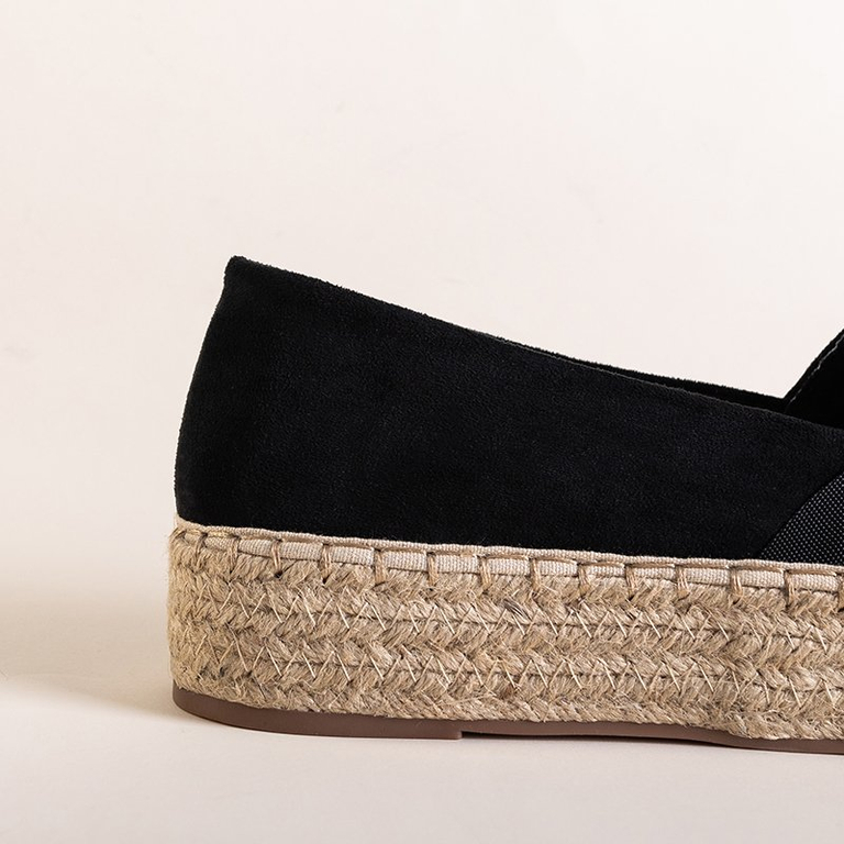 Juodos moteriškos espadrilės ant platformos su „Erilla“ kristalais - Avalynė