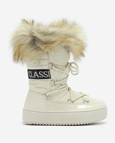 Бежевые детские ботинки-слипоны a'la snow boots with fur Asika - Обувь