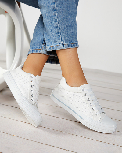 Balti moteriški sportbačiai pilka juostele Sols- Avalynė