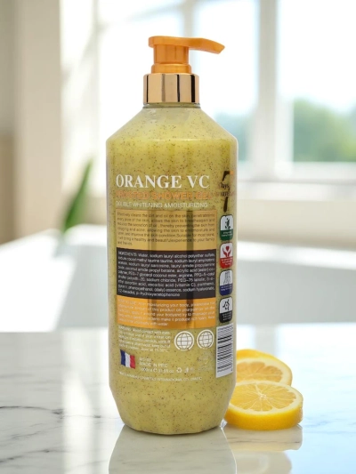 Dušo gelis su vitaminu C, šveičiamasis – drėkinimas ir švytėjimas