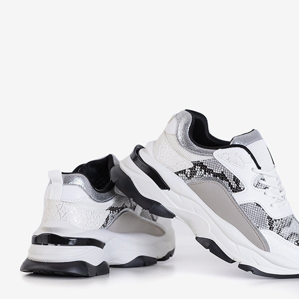 Женские белые спортивные туфли с тиснением под змеиную кожу Феликс - Обувь