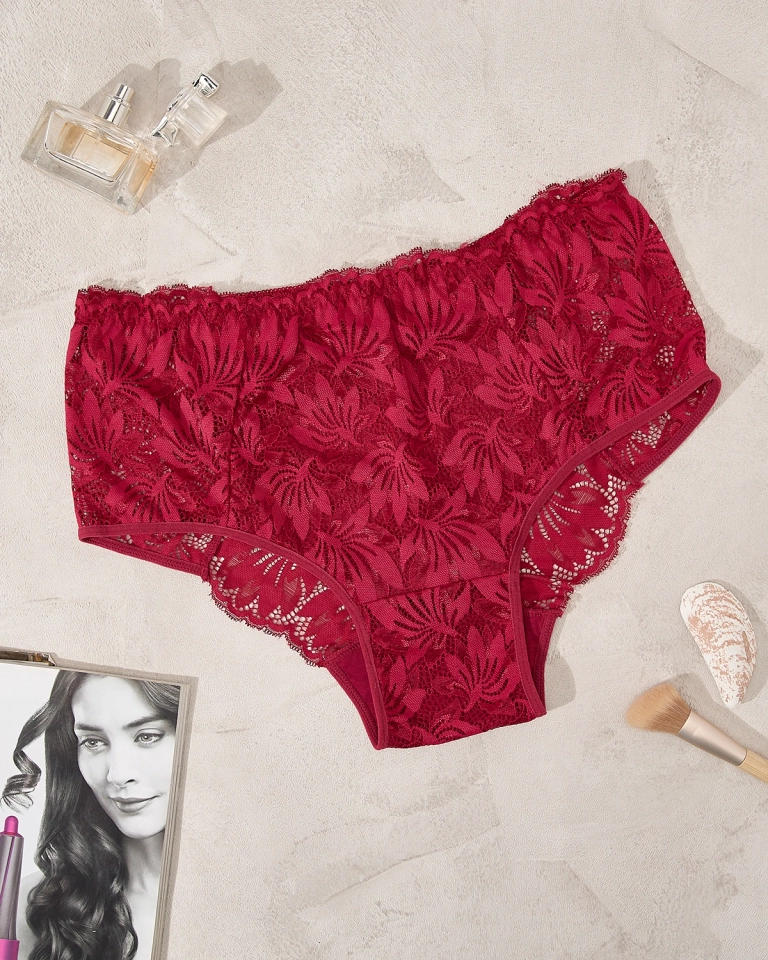 "Royalfashion" Moteriškos nėriniuotos bordo spalvos kelnaitės