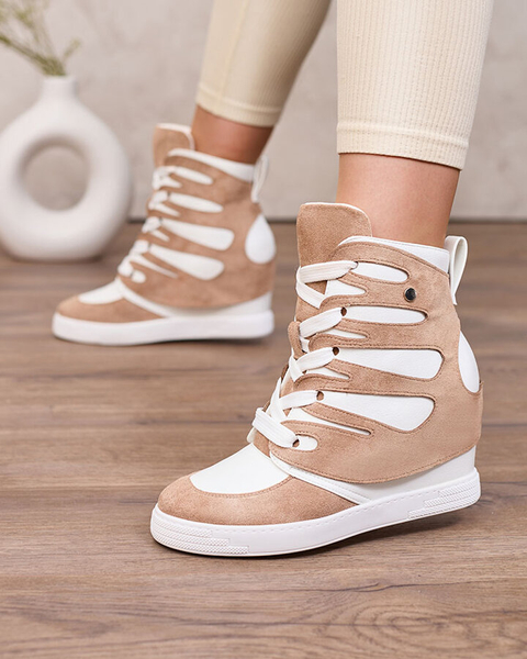 Royalfashion Šviesiai rudi Pamstinsa sportiniai moteriški batai ant kulno