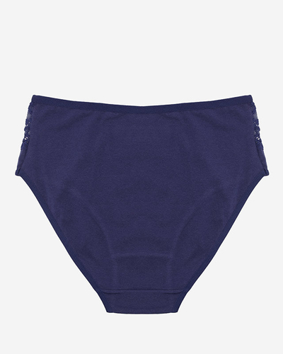 Хлопковые женские трусики темно-синего цвета PLUS SIZE- Нижнее белье