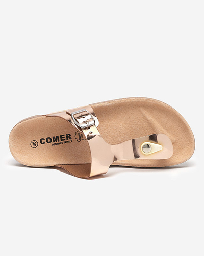 Rožinės spalvos metalinės Elotsi moteriškos šlepetės - Avalynė