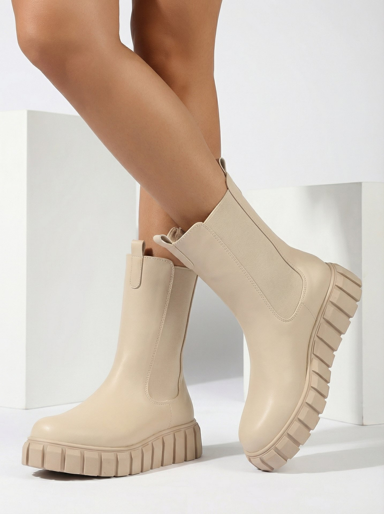 "Royalfashion" Moteriški aukštakulniai batai ecru spalvos "Elicane"