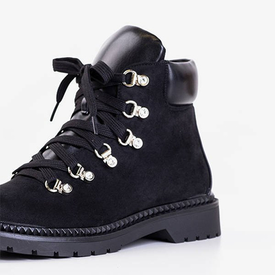 Czarne trapery damskie z kryształkami Opcesia - Obuwie