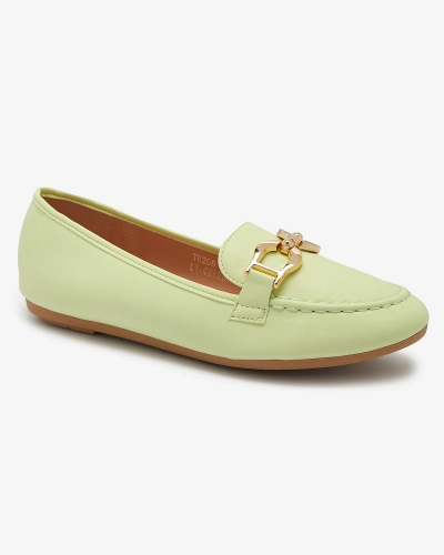 Зеленые женские мокасины из экокожи с украшением Wiwet-Footwear