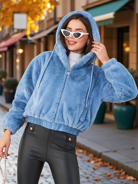 Karališka mada Moteriška dirbtinė kailio striukė