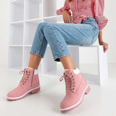 OUTLET Розовые походные ботинки с белой вставкой Adeline - Обувь