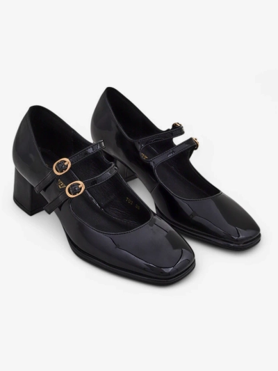 Royalfashion Lakuoti moteriški aukšti kulniukai su dirželiu Weyy