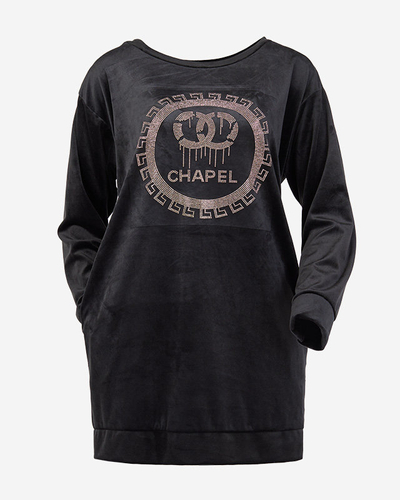 Juoda ilga tunika moterims su kubiniu cirkoniu - Drabužiai