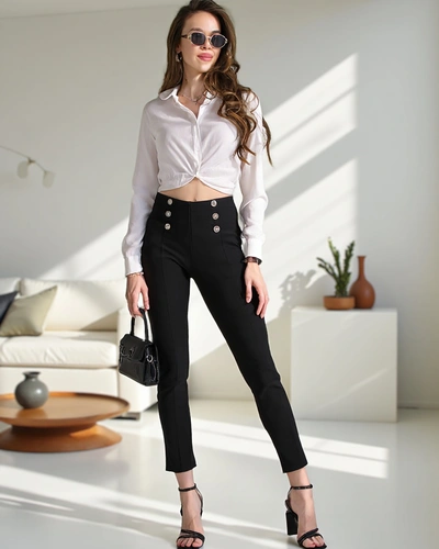 Женские treggings Royalfashion с декоративными пуговицами