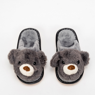 Серые детские тапочки с медвежонком Jogin