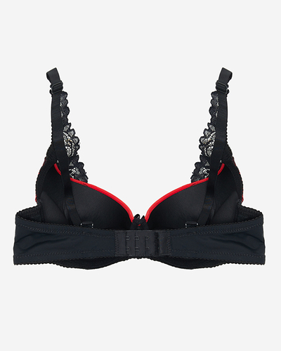 Raudona moteriška liemenėlė su juodais nėriniais - Apatiniai drabužiai