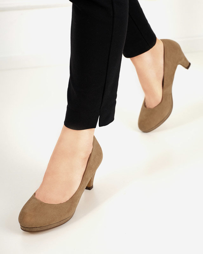 OUTLET Женские туфли-лодочки Troerqa цвета хаки на шпильке - Обувь