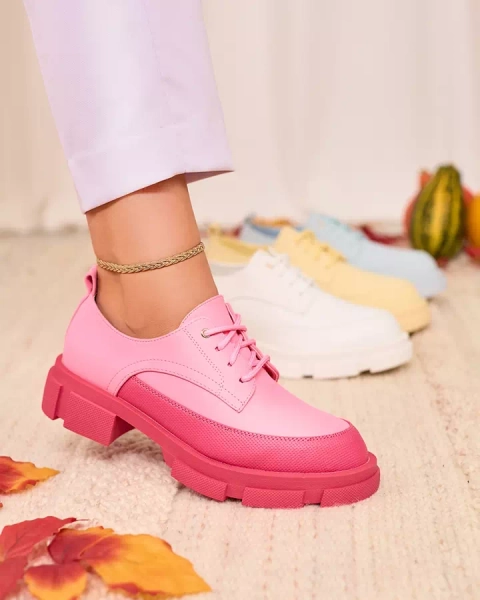 Royalfashion Pink Moteriški matiniai pusbačiai su tvirtu padu Trendy Chunky
