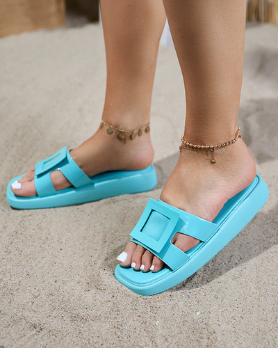 Мятные женские тапочки с орнаментом Zegor - Обувь