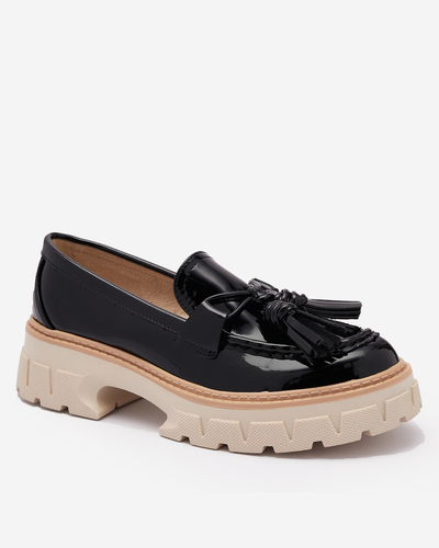 Черные лакированные женские мокасины с кисточками Kaipo- Footwear