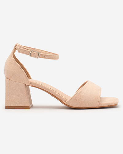 Royalfashion Smėlio spalvos eko zomšos sandalai moterims Qewola