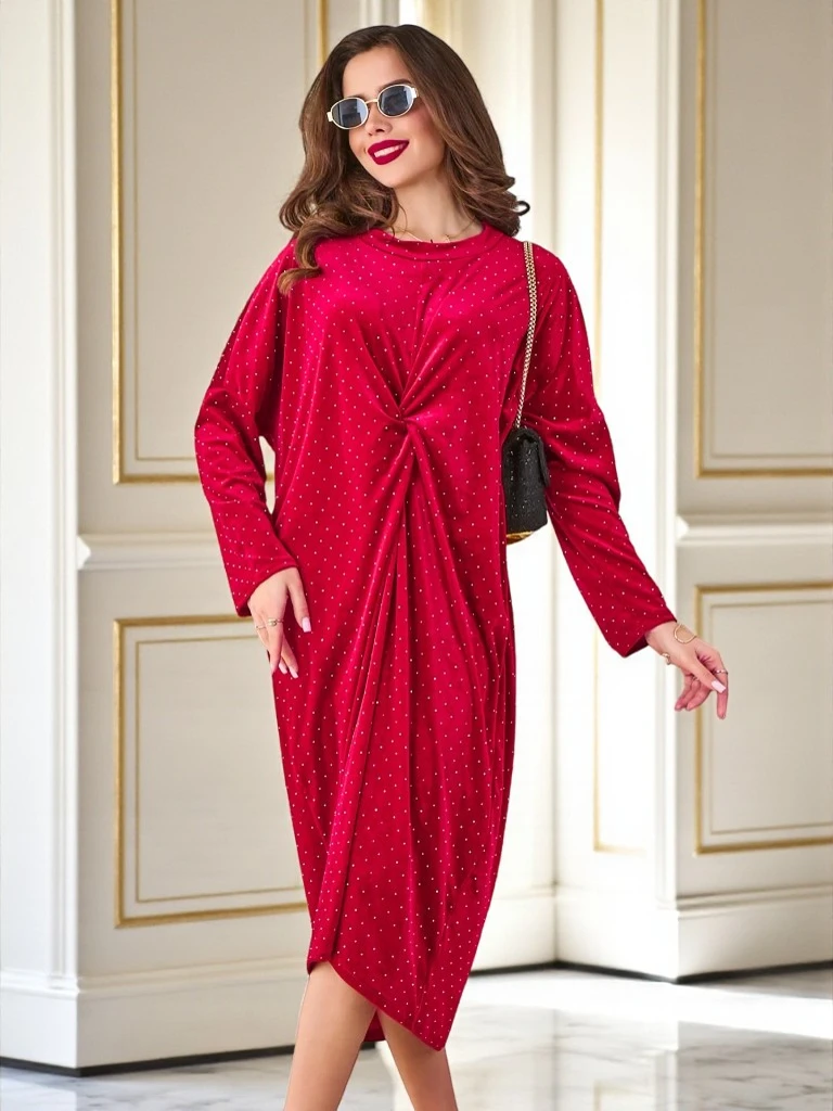 Royalfashion Moteriškas suknelė su raukšlėmis