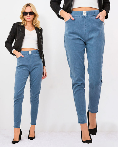 Royalfashion Темно-синие женские брюки-теггинсы