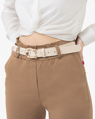 Moteriškas smėlio spalvos diržas su auksine "C" formos sagtimi - Priedai