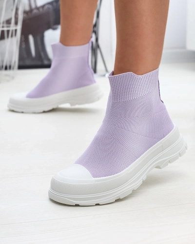 Фиолетовые женские высокие спортивные туфли-слипы а'ля кроссовки Vertiks - Обувь