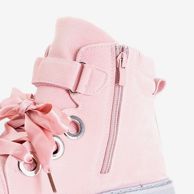 Jasnoróżowe damskie workery z ozdobami Misaki - Obuwie