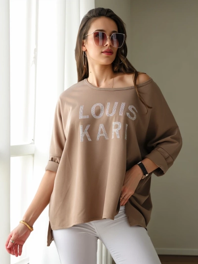 Royalfashion Moteriška visiškos bluzonė su cirkonių įrašais