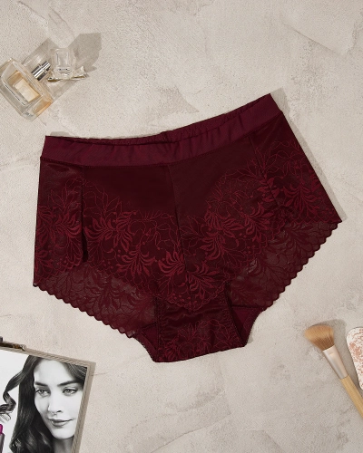 Royalfashion Женские сетчатые трусики бордового цвета