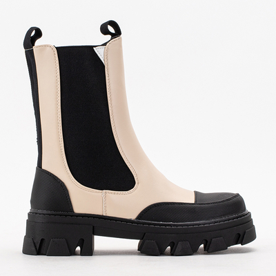 Бежевые женские сапоги на массивной подошве Rosidi