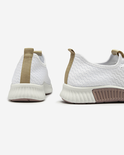 Balti moteriški sportiniai bateliai su rudais įdėklais Kedeti - Avalynė