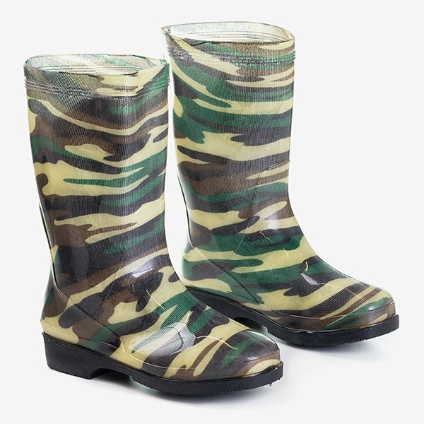 Zielone damskie kalosze we wzór moro Kampena - Obuwie