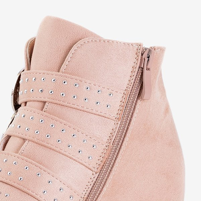 Różowe sneakersy na krytym koturnie z dżetami Princati - Obuwie