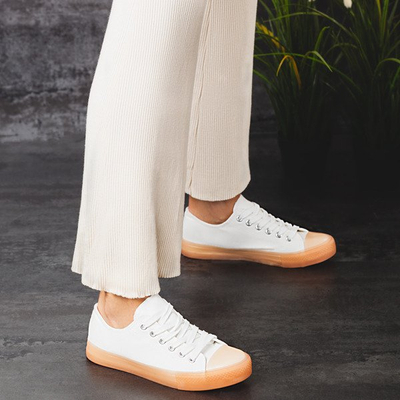 Бело-коричневые кроссовки на резиновой подошве Peach Blow - Обувь