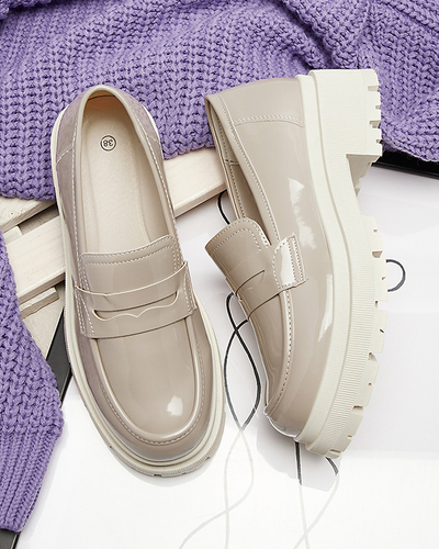 Šviesiai rudi lakuoti mokasinai moterims Noppel Footwear