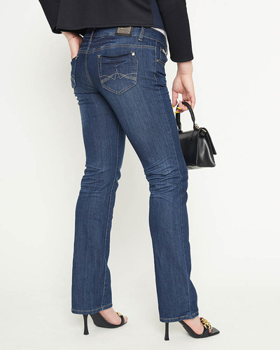 Женские прямые джинсы темно-синего цвета PLUS SIZE - Одежда