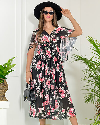 Royalfashion Женское плиссированное цветочное платье-миди