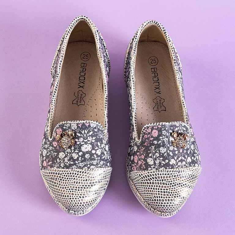 Juodi raštuoti vaikiški mokasinai Venessa - Avalynė