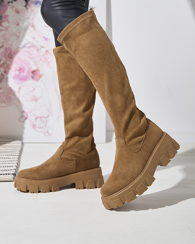 Женские верблюжьи сапоги-слипы до колена Nedara - Обувь