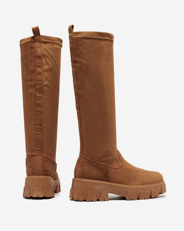 Женские верблюжьи сапоги-слипы до колена Nedara - Обувь