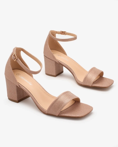 Royalfashion Blizgantys rožinio aukso spalvos moteriški sandalai ant aulinuko Ratties