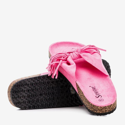 OUTLET Neoninės rožinės spalvos moteriškos Amassa šlepetės su kutais - Avalynė